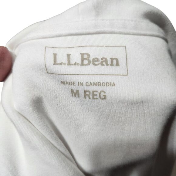 L.L. Bean White Shirt V Wrap Neck Medium Regular Long Sleeve Top Plain - Picture 7 of 10